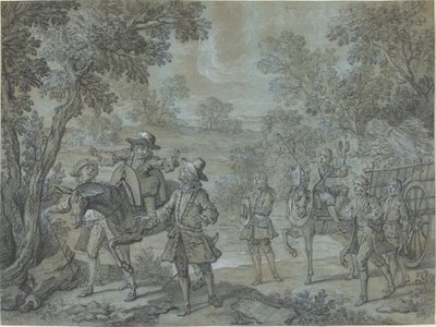 Ragotin declameert verzen; boeren denken dat hij preekt door Jean Baptiste Oudry