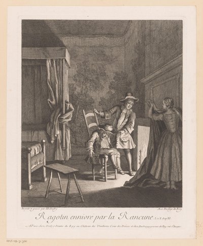 Ragotin dronken op een stoel bij het vuur door Jean Baptiste Oudry