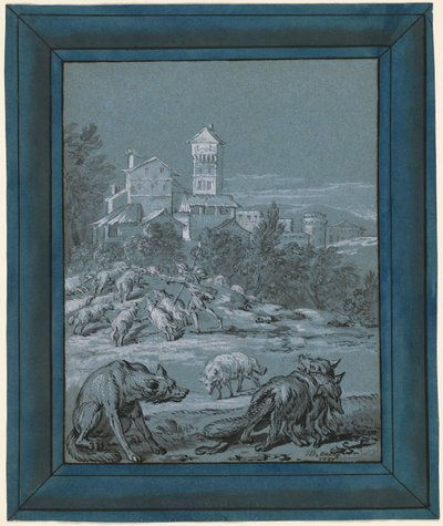 De wolf en de vos door Jean Baptiste Oudry