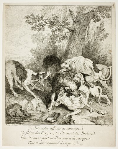 De wolf op de baai door Jean Baptiste Oudry