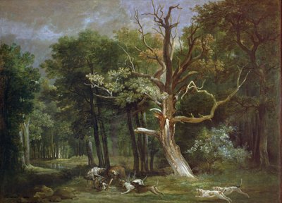 Wolvenjacht in het bos van Saint-Germain, 1748 door Jean Baptiste Oudry