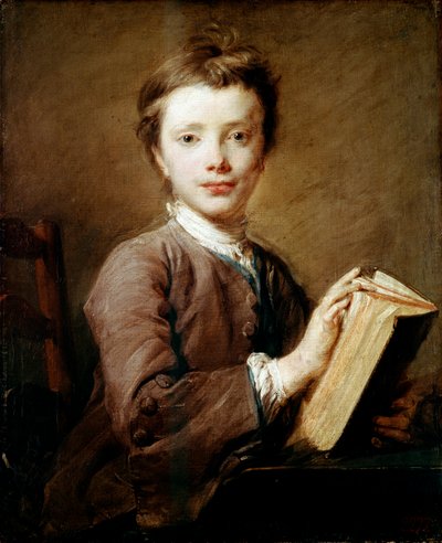 Een jongen met een boek, ca. 1740 door Jean Baptiste Perronneau