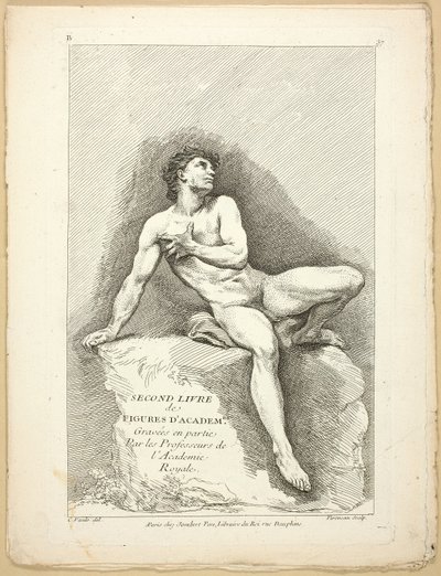Figuur (recto en verso), uit Seconde livre de figures d’Academies gravées en Partie par les Professeurs de l’ Académie Royale door Jean Baptiste Perronneau