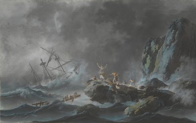 Een Schipbreuk in een Storm door Jean Baptiste Pillement