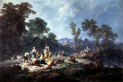 Een Bebost Landschap door Jean Baptiste Pillement