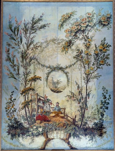 Chinoiserie: Decoratief paneel met een Chinese scène door Jean Baptiste Pillement