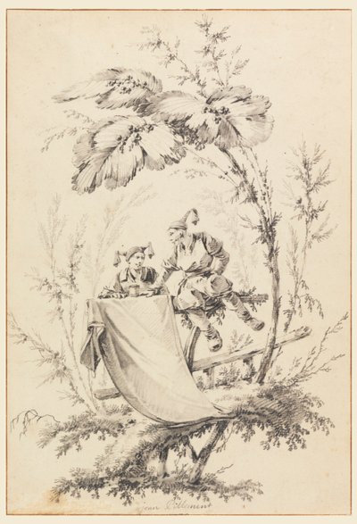 Ontwerp voor titelpagina, Cahier des Parasols Chinois door Jean Baptiste Pillement