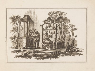 Figuur die Bellen Speelt, uit "Nouveau Cahier de Six Feuilles De Différents Sujets Chinois Historiés" door Jean Baptiste Pillement