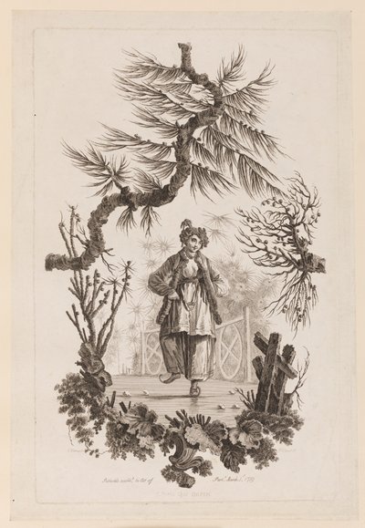 Figuur onder tak door Jean Baptiste Pillement