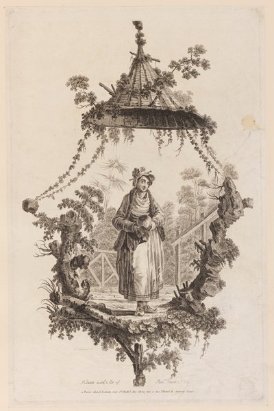 Figuur Onder Baldakijn door Jean Baptiste Pillement