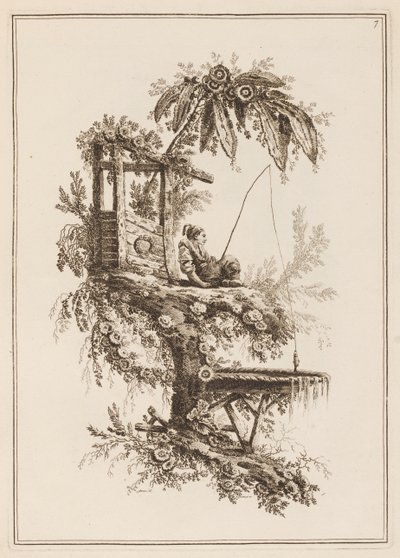 Plaat 7, "Suite de douze Pêcheurs et Chasseurs" door Jean Baptiste Pillement