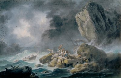 Storm en schipbreuken door Jean Baptiste Pillement