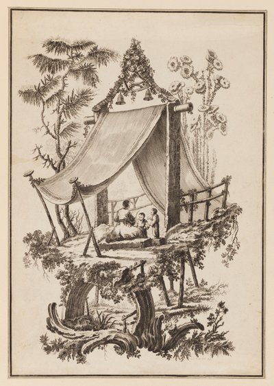 Drie Figuren Onder Tent door Jean Baptiste Pillement