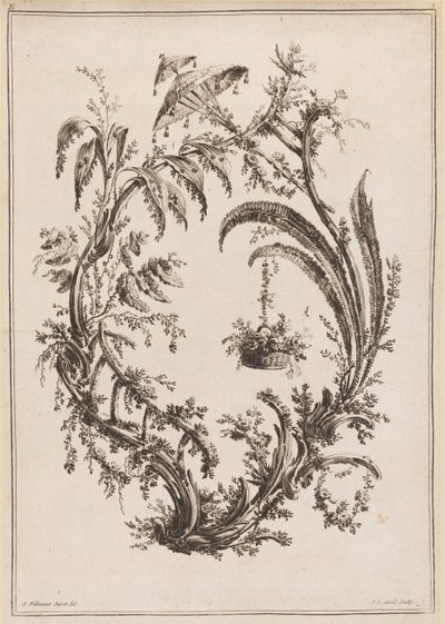 Bomen met mand en parasol door Jean Baptiste Pillement