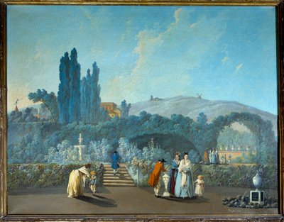 Zicht op de tuinen van Benfica in Lissabon in 1785 door Jean Baptiste Pillement