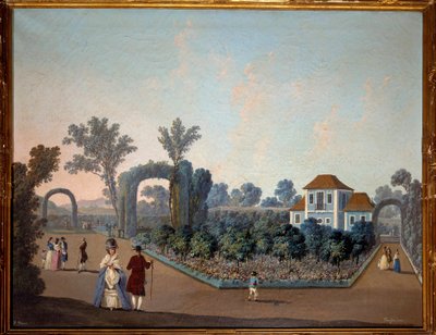 Uitzicht op de tuinen van Benfica in Lissabon in 1785 door Jean Baptiste Pillement