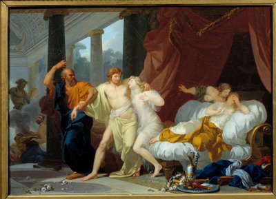 Socrates trekt Alcibiades uit de schoot van de wellust door Jean Baptiste Regnault