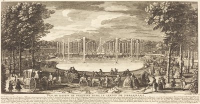 Uitzicht op het Neptunusbassin in de tuin van Versailles door Jean Baptiste Rigaud