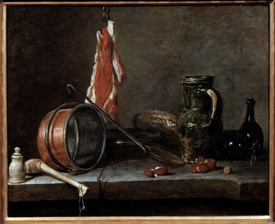 Vet menu en keukengerei. Stilleven door Jean Baptiste Simeon Chardin
