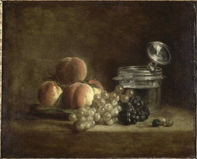 Perziken en druiven door Jean Baptiste Simeon Chardin