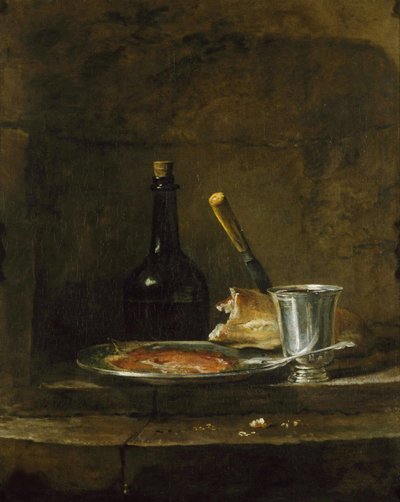 Het ontbijt voorbereiden, of De zilveren beker, voor 1728 door Jean Baptiste Simeon Chardin