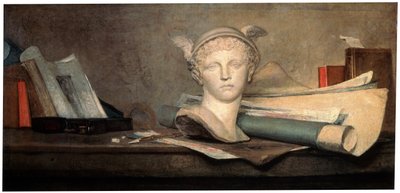 Stilleven met attributen van de kunsten, 18e eeuw door Jean Baptiste Simeon Chardin
