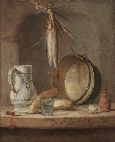 Stilleven met haringen door Jean Baptiste Simeon Chardin
