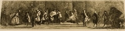 Het uithangbord van de chirurg-barbier, gegraveerd door Jules de Goncourt door Jean Baptiste Simeon Chardin