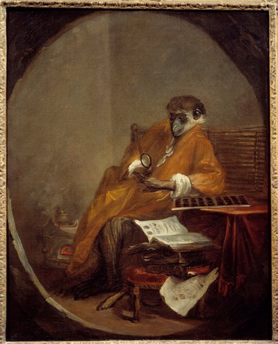 De antieke aap door Jean Baptiste Simeon Chardin