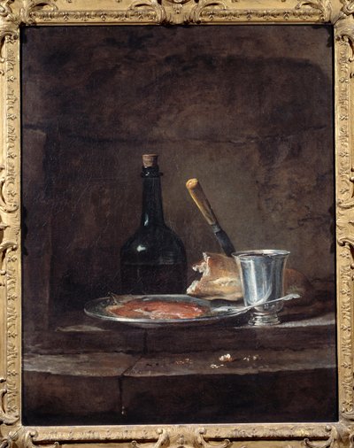 De voorbereidingen van een lunch ook wel de zilveren beker genoemd door Jean Baptiste Simeon Chardin
