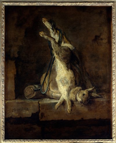 Het dode konijn en jachtuitrusting door Jean Baptiste Simeon Chardin