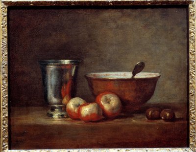 De zilveren beker. Schilderij door Jean Baptiste Simeon Chardin (1699-1779) door Jean Baptiste Simeon Chardin