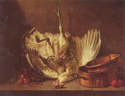 Stilleven met hangende kalkoen door Jean-Baptiste Simeon Chardin