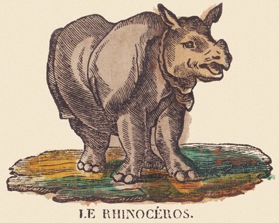 De neushoorn, ca. 1840-1852 door Jean Baptiste Thiebault