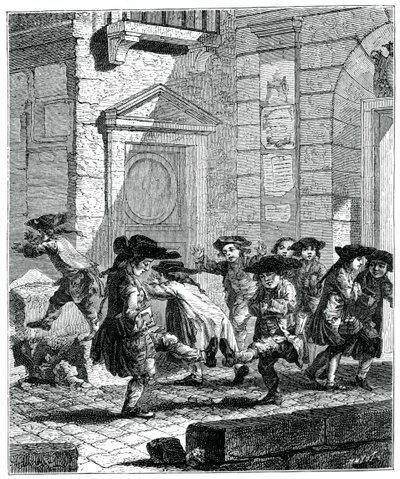 Uitgang van het college door Jean Baptiste Tilliard