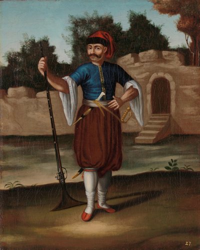 Albanees soldaat door Jean Baptiste Vanmour (workshop of)