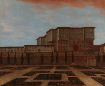 Een ambassadegebouw in Pera door Jean Baptiste Vanmour (workshop of)