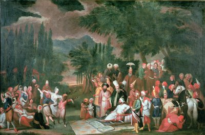 Een Turkse jachtpartij met Sultan Ahmed III door Jean Baptiste Vanmour