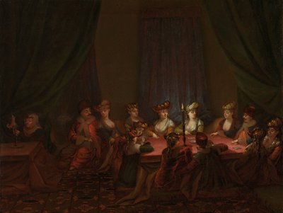 Armeens gezelschap bij het kaartspel door Jean Baptiste Vanmour