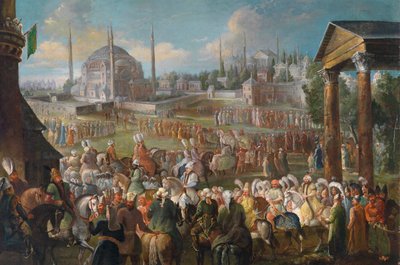 Processie van de Sultan in Istanbul door Jean Baptiste Vanmour