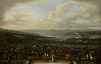 Uitzicht op Istanbul vanaf de Nederlandse ambassade in Pera, c.1720-37 door Jean Baptiste Vanmour