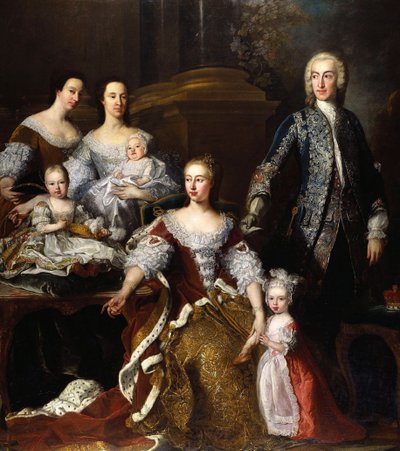 Augusta van Saksen-Gotha, Prinses van Wales, met leden van haar familie en huishouden, 1739 door Jean Baptiste van Loo
