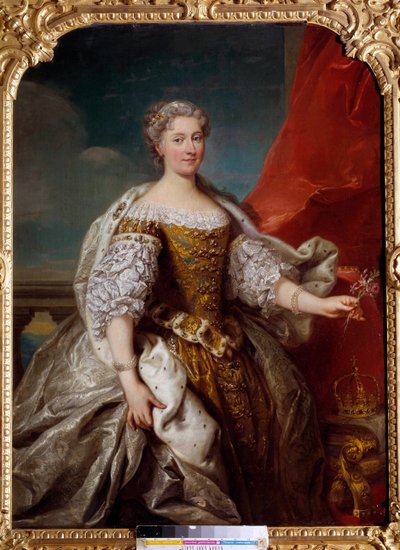 Portret van Catherine Bnin Opalinska, vrouw van Stanislas Lescinski, koningin van Polen en hertogin van Lotharingen en Bar (1680-1747) door Jean Baptiste van Loo