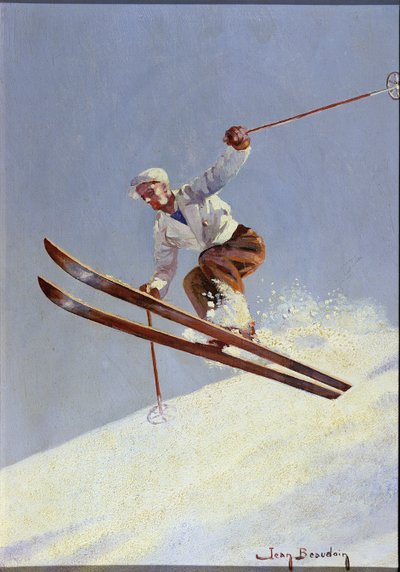 Een skiër, ca. 1930 door Jean Beaudoin
