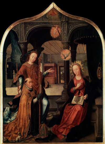 De annunciatie, drieluik, centraal paneel, 1517 door Jean Bellegambe