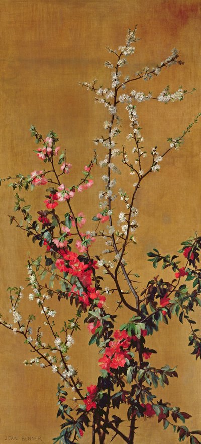 Japanse kersenboom en meidoorntakken door Jean Benner