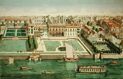 Uitzicht op Somerset House vanaf de rivier, uit 