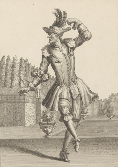 Du Moulin in Boerenkleding Dansend bij de Opera door Jean Berain