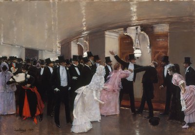 Ruzie in de gangen van de Opéra door Jean Beraud