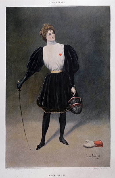 Fescrimeuse - tekening door Jean Beraud (1849 - 1935) door Jean Beraud